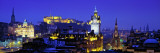 Buildings Lit Up at Night with a Castle in the Background  Edinburgh Castle  Edinburgh  Scotland