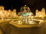 Tourists Walking in a Town Square  Cuzco  Peru