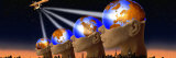Satellite Transmission over World Cities with Four Globe Heads