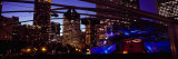 Buildings Lit Up at Night  Millennium Park  Chicago  Cook County  Illinois  USA