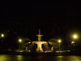 Fountain Lit Up at Night in a Park  Forsyth Park  Savannah  Chatham County  Georgia  USA