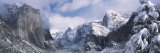 Mountains and Waterfall in Snow  Tunnel View  Half Dome  Yosemite National Park  California