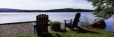 Chairs at the Lakeside  Raquette Lake  Adirondack Mountains  New York State  USA