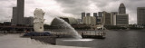 Fountain with Office Buildings in Background  Merlion Statue  Merlion Park  Singapore River