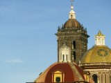 Domes and Baroque Bell Tower of Puebla Cathedral Built in 1575Ad