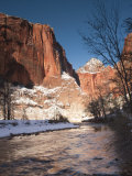 Utah  Zion National Park  Landscape by the North Fork Virgin River  Winter  USA
