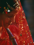 Nepali Woman Dressed in Wedding Veil  Kathmandu  Nepal