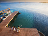 Bay Islands  Utila  Children Play on Jetty Outside Cafe Mariposa  Honduras