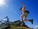 Matterhorn Hiker Running the Trail  Zermatt  Valais  Switzerland