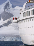 Mountains of Livingstone Range at Stern of Mv Discovery During Landing at Half Moon Bay  Antarctica