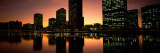 Buildings Lit Up at Dusk  Oakland  Alameda County  California  USA