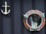 Door of Fisherman's Cottage - Anchor for Door Knocker and Ship's Porthole for a Peephole  Cornwall