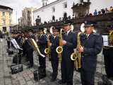 Municipal Band Performing at a Town Square  Plaza De San Francisco  Quito  Ecuador
