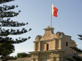 Mdina  the Maltese Flag Flies over the Entrance to the Medieval Walled City of Mdina  Malta