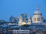 London  City Skyline Looking Towards St Paul's Cathedral at Twilight  England