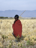 Young Boy of the Datoga Tribe Crosses the Plains East of Lake Manyara in Northern Tanzania