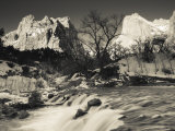 Utah  Zion National Park  Mountain Sunrise by the North Fork Virgin River  Winter  USA