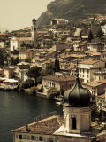 Lombardy  Lake District  Lake Garda  Limone Sul Garda  Town View with San Benedetto Church  Italy