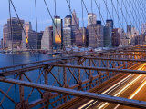 New York City  Manhattan  Downtown Financial District City Skyline Viewed from the Brooklyn Bridge 