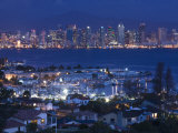 California  San Diego  City and Shelter Island Yacht Basin from Point Loma  Dusk  USA