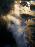 Aerial View of Zambezi River as it Plummets over the Victoria Falls