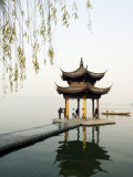Zhejiang Province  Hangzhou  A Pavillion Early in the Morning on West Lake  China