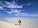 Couple on a Beach  Aitutaki  Cook Islands
