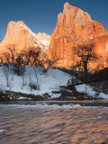 Utah  Zion National Park  Mountain Sunrise by the North Fork Virgin River  Winter  USA