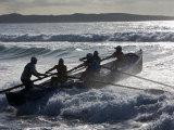 New South Wales  A Surfboat Crew Battles Through Waves at Cronulla Beach in Sydney  Australia