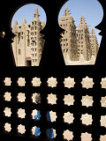 Djenné  the Great Mosque of Djenné from a Traditional Moroccan-Style Latticed Window  Mali