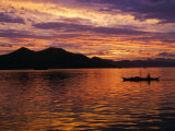 Palawan Province  Busuanga Island  Coron Town  Sunset over Coron Bay and Fishing Boat  Philippines