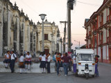 Leon  Schoolchildren Sitting on Wall of Leon Cathedral  known as Basilicade La Asuncion  Nicaragua