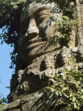 Detail of Carved Faces at Baray Temple  Angkor Wat  Cambodia