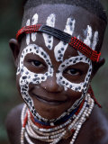 Young Karo Girl Shows Off Her Attractive Make Up  Omo River  Southwestern Ethiopia