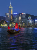 One of Last Remaining Chinese Sailing Junks  Victoria Harbour from Kowloon  Hong Kong  China  Asia