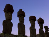 Rapa Nui  Easter Island  Anakena Beach  Monolithic Stone Moai Statues of Ahu Nau Nau  Chile