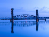 Alabama  Decatur  Old Southern Railway Bridge  Lift Bridge  Tennessee River  Dawn  Blue  USA
