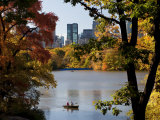 New York City  Manhattan  Central Park and the Grand Buildings across the Lake in Autumn  USA