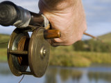 Wales  Conwy  Trout Fishing at a Hill Lake in North Wales  UK