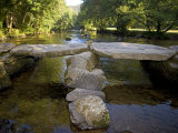 Tarr Steps a Prehistoric Clapper Bridge across the River Barle in Exmoor National Park  England