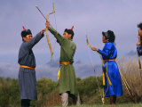 Ulan Bator  Family Competing in an Archery Competition at the National Day Celebrations  Mongolia
