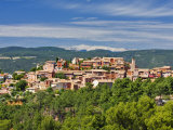Distant View of the Hilltop Town Showing the Red-Ochre Buildings with Mont Ventoux Beyond