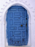 Chefchaouen Blue Door and Whitewashed Walls - Typical in Rif Mountains Town of Chefchaouen  Morocco