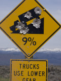 Bullet Holes in Road Sign  Pinedale  Wyoming  United States of America  North America