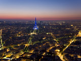 Eiffel Tower Lit in Blue  Paris at Night