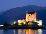 Eilean Donan Castle Floodlit at Night on Loch Duich  Near Kyle of Lochalsh  Highland