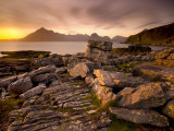Sunset View over Rocky Foreshore to the Cuillin Hills from Elgol  Isle of Skye  Highland