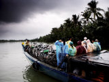 People and Bikes on Ferry  Hoi An  Vietnam  Indochina  Southeast Asia  Asia
