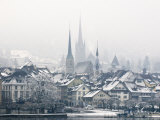 The Town of Zug on a Misty Winter's Day  Switzerland  Europe