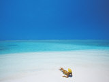 Woman Reading a Book on the Beach  Maldives  Indian Ocean  Asia